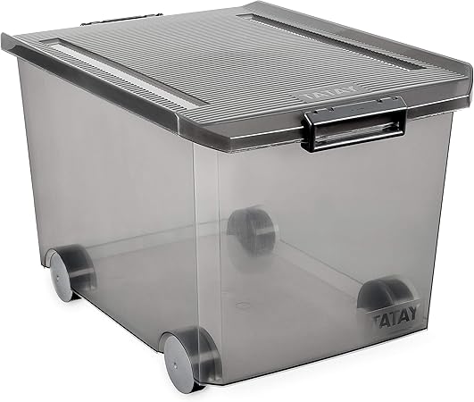 Tatay - Caja de Almacenaje Multiusos Bajo Cama con Tapa y Ruedas de 63 L de Capacidad.