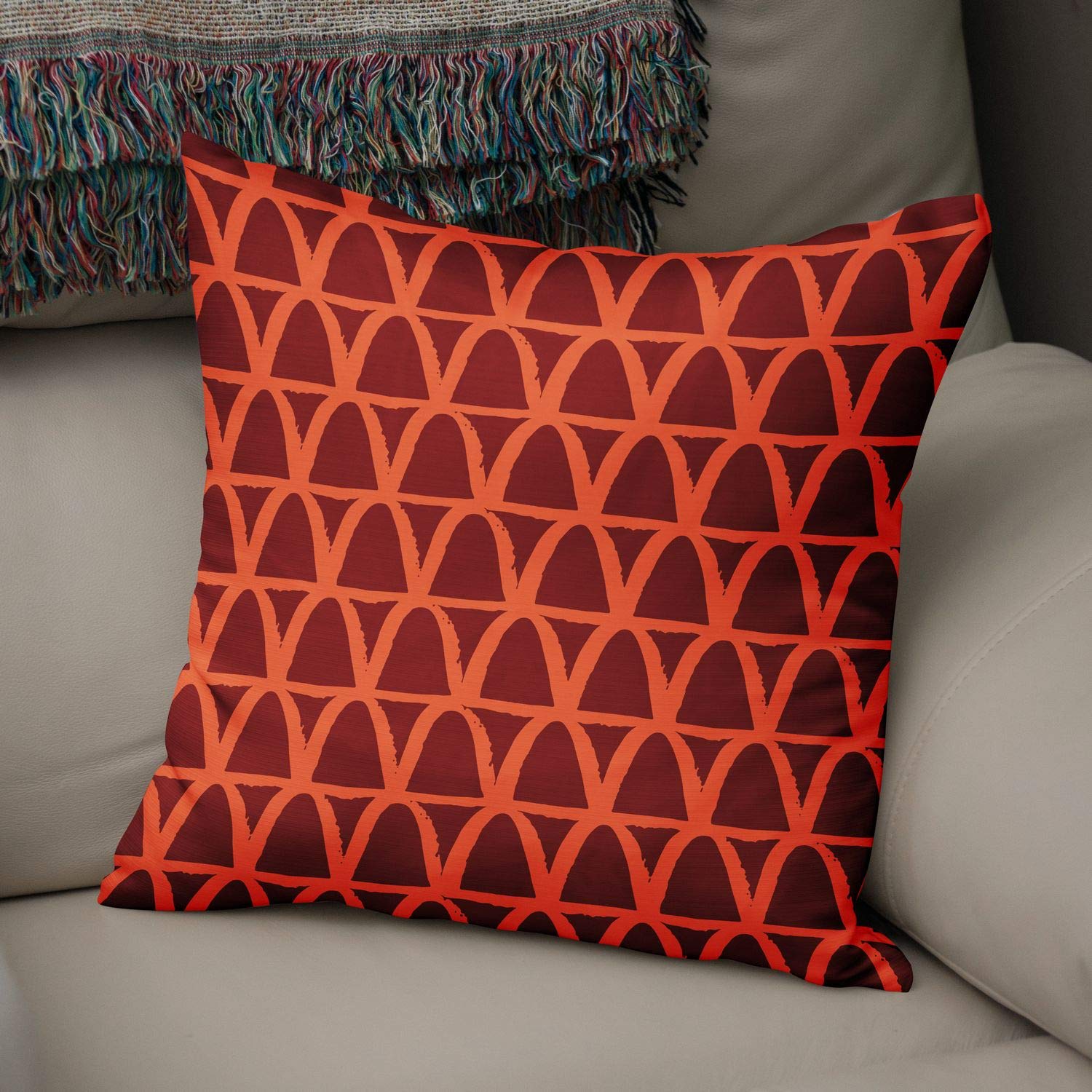 Bonamaison Decorative Cushion Cover Orange & Bordeux, Throw Pillow Covers, Home Decorative Pillowcases for Livingroom, Sofa, Bedroom, Size: 50x50 Cm - Designed and Manufactured in Turkey