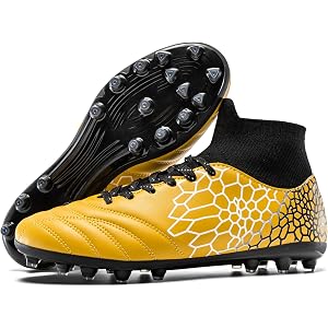 obeacurve Men's High-top Soccer Cleats Training Football Cleats Lightweight Firm Ground Soccer Shoes
