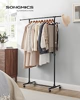 SONGMICS Clothes Rack with Castors Adjustable Height 97-165 cm Black LLR001B01 view 2