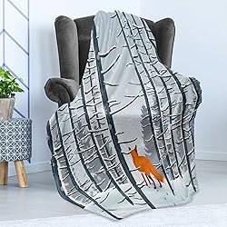 Ambesonne Winter Throw Blanket, Fox Walking into
