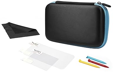 AmazonBasics - Transportetui für Nintendo 2DS XL mit 3 Stylus-Stiften und 2 Bildschirmschonern - Schwarz