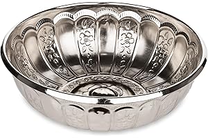 Alisveristime 1.06 Qt Turkish Hammam Bath Bowl, Traditional Metal Construction, Diameter 7.87", Height 2.36" - Multiple Colors Available (Silver)