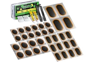 PAKCHEF Bike Tube Patch Kit with Vulcanizing Patches - Assorted Sizes, Portable Bicycle Tire Repair Patches for Road, Mountain Bike, Scooter & Ebike Emergency