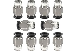 MSAEIQUN 1/4 Air hose fittings, Push to Connect Air fittings Male Straight 1/4 Inch Tube OD x 1/8 NPT Thread Fitting (Pack of 10)