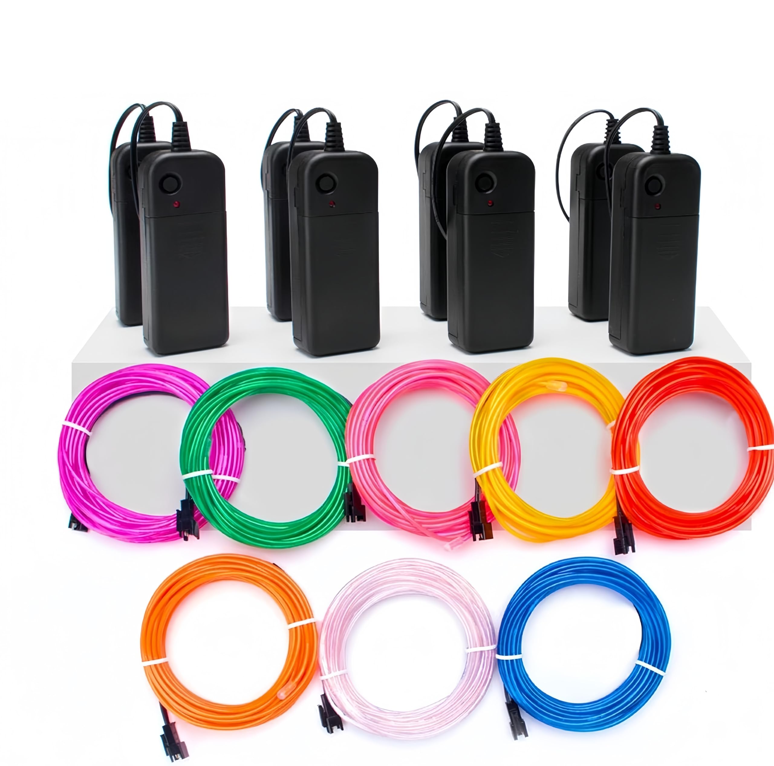 Mioke EL Wire 8 Colors x 3m Light Neon Battery Powered Electroluminescent with 3 Mode for Halloween Christmas Party DIY Decoration