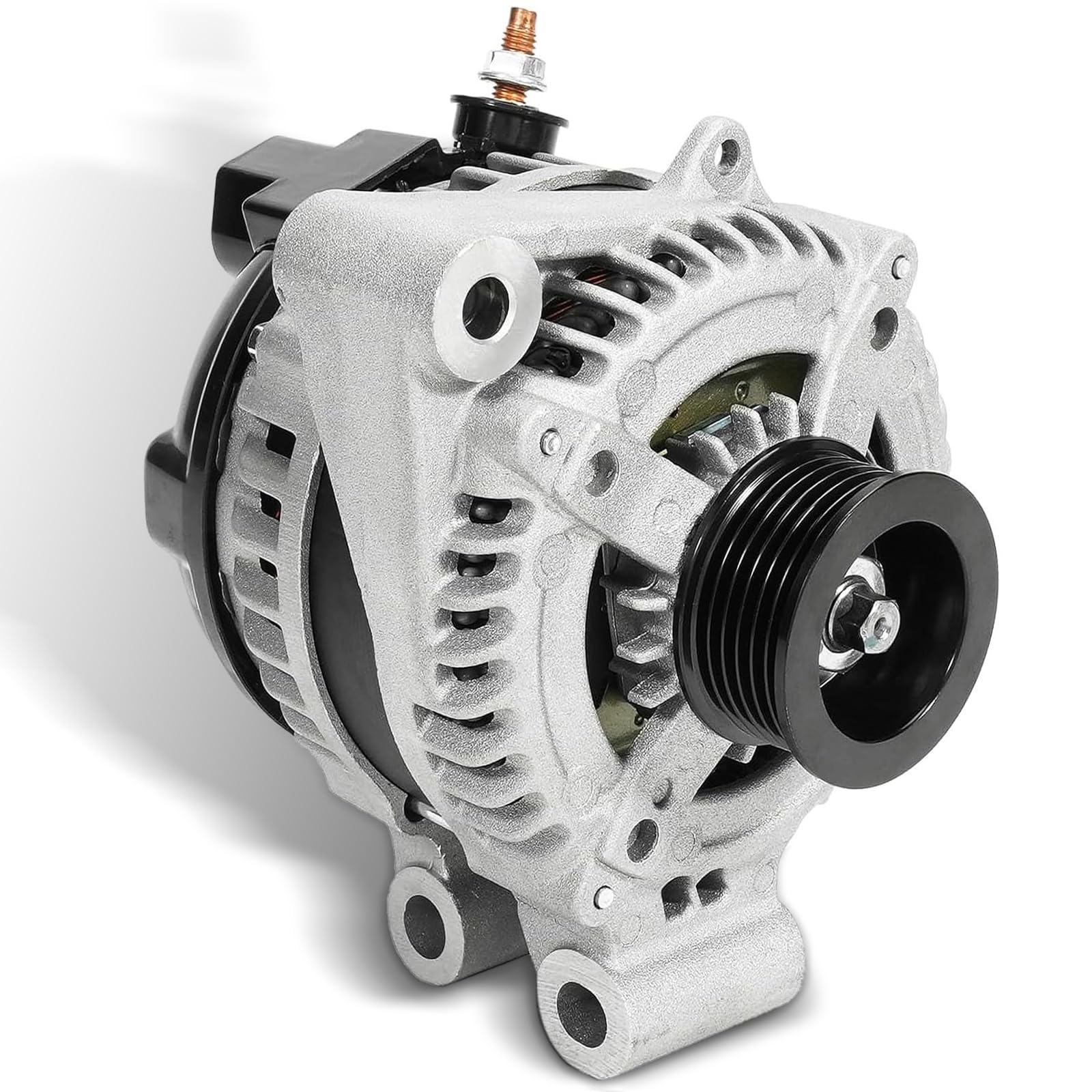 Photo 1 of 104210-5360 Alternator for 2010-2012 Land Rover LR4/Range Rover/Range Rover Sport; 2010-2020 Jaguar F-Pace/F-Type/XE/XF/XFR/XFR-S/XJ/XJR/XJR 575/XK/XKR/XKR-S, 12V 150Amp, Clockwise, 6-Groove Pulley