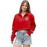Blue 84 NHL womens Nhl Officially Licensed Women's Cropped Quarter Zip Sweatshirt Left Chest
