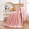 Puncuntex Light Pink Throw Blanket 60"×80" inches Fuzzy 3D Jacquard Decorative Flannel Fleece Super Soft Plush Cozy Blanket for Couch Sofa Chair Lightweight