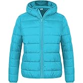 Chrisuno Women's Plus Size Lightweight Puffer Jacket Packable Winter Warm Quilted Bubble Coat Waterproof Windproof Hooded