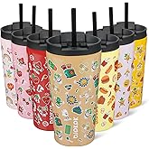 BJPKPK 18oz Tumbler With lid And Straw Stainless Steel Travel Coffee Mug Insulated Tumblers Cups,Spring Party Brown