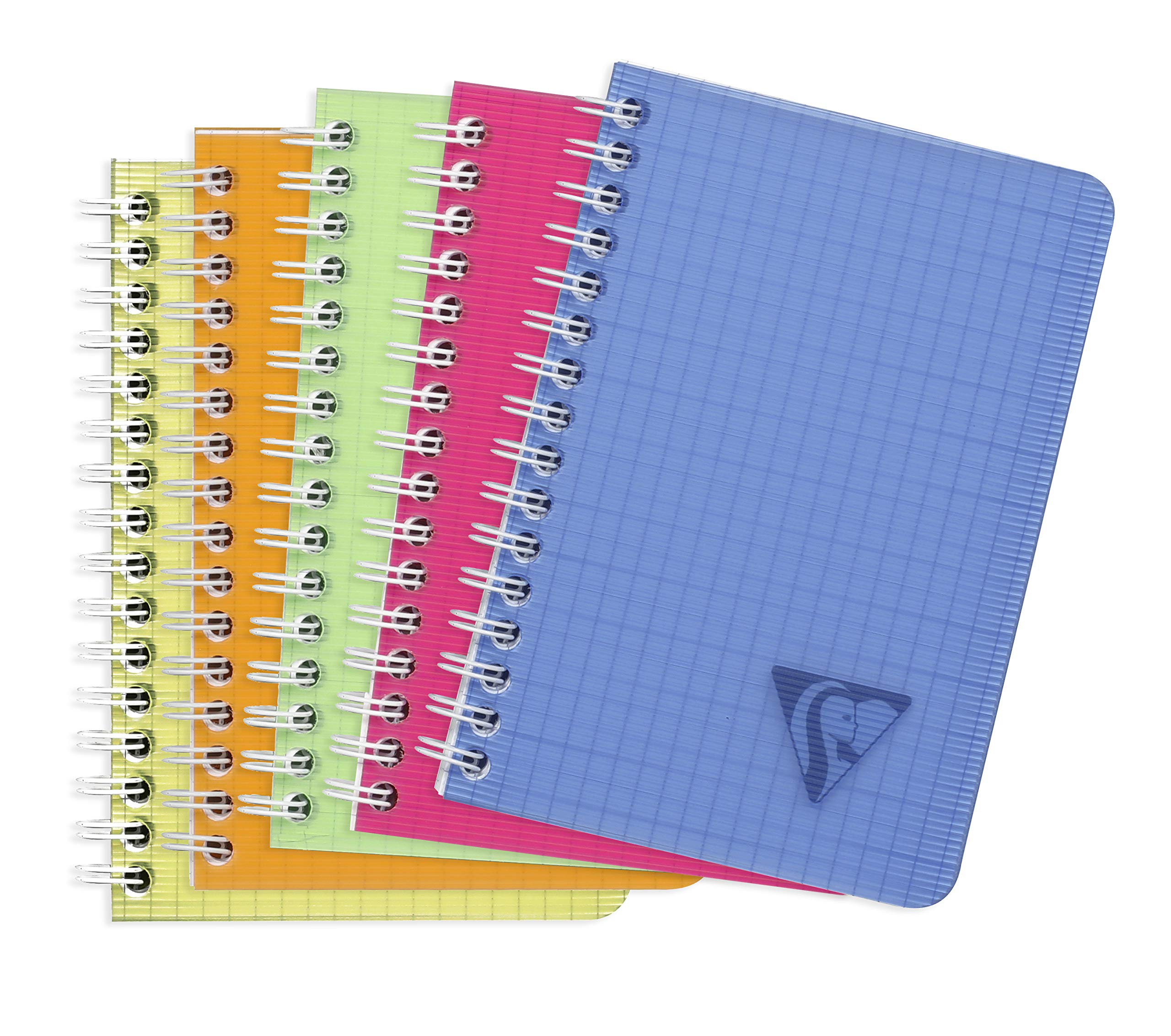 Clairefontaine 328425C Collection LiniColour Fresh Spiral Notebook 9x14 - 100 Small Square Pages - 90g White Paper - Transparent Polypro Cover - Random Colour