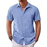 Runcati Mens Button Down Shirt Short Sleeve Casual Summer Beach Wedding Tops