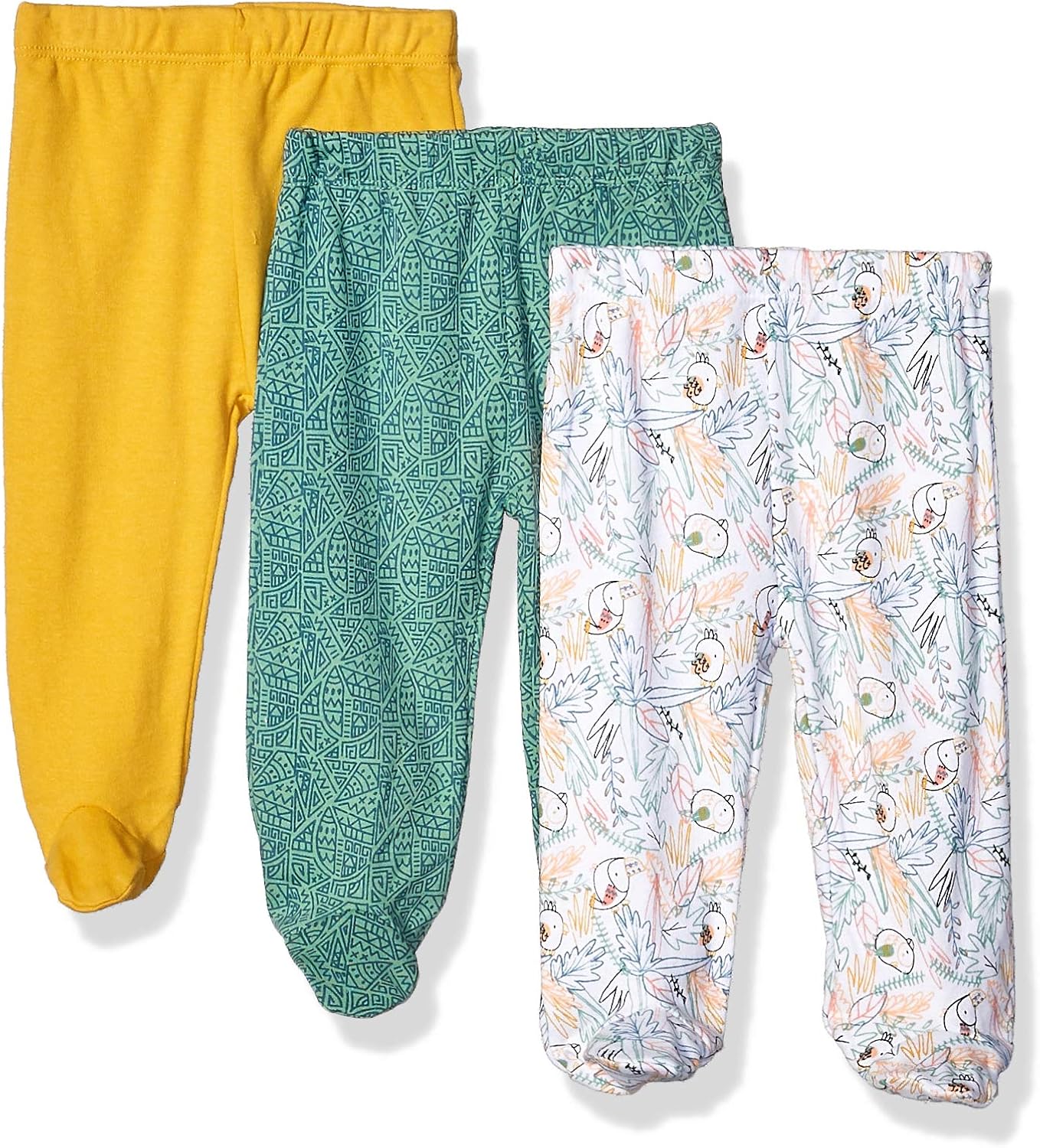 Spasilk Baby Boys' 3 Pack Cotton Pull on Footed Pants: Clothing