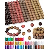 160PCS FIVEIZERO 15mm Silicone Beads for Keychain Making - Mixed Color Round Rubber Beads Bulk, DIY Craft Supplies for Bracelets Necklaces Pens(Brown)