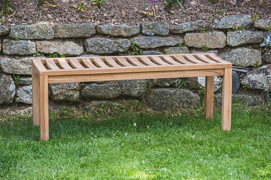 Teak Park Bench Backless 4ft (seats 2) Luxury