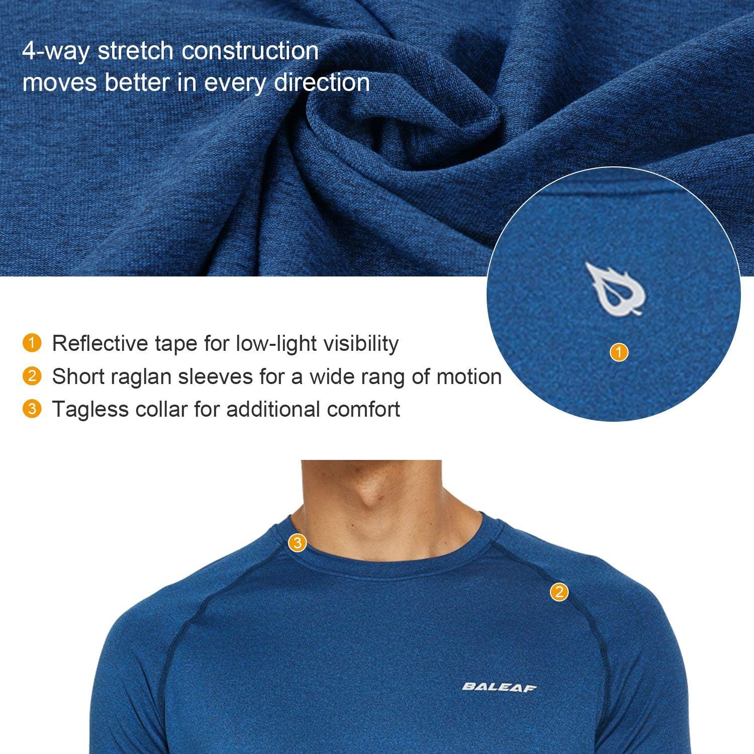 BALEAF Men's Quick Dry Short Sleeve T-Shirt Sun Protection Running Workout Shirts: Clothing
