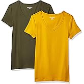 Amazon Essentials Women's Slim-Fit Short-Sleeve V-Neck T-Shirt