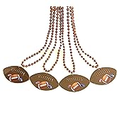 afson 12Pcs Football Necklaces Event Pendant Party Beads Super Bowl Sports Football Bead Necklaces Party Supplies, brown