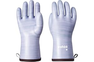 LANON wahoo Liquid Silicone Smoker Oven Gloves, Food-Contact Grade, Waterproof, Heat Resistant Gloves for Cooking, Grilling,B
