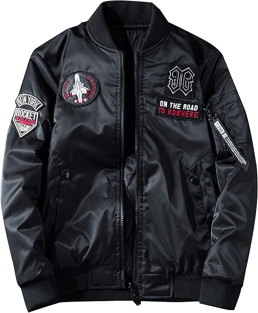 Amazon Ivy12garcia ミリタリージャケット メンズ 中綿 両面着 ブルゾン リバーシブル Ma1 フライトジャケット ミリタリー ジャンパー ワッペン 刺繍ワッペン フライトジャケット 防風 秋冬春 大きいサイズ 3xl 日本2xlサイズ ブラック コート ジャケット 通販