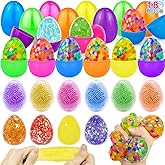 18 Pack Prefilled Easter Eggs with Stress Balls Fidget Toys Sensory Stress Relief Squishy Toys Easter Basket Essentials Fillers Stuffers for Toddler Kids Egg Hunt Party Favors Gifts Classroom Prizes