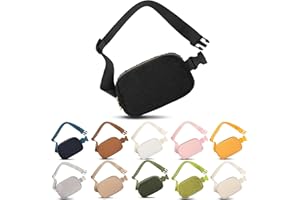 Frenou Fleece Belt Bag with Adjustable Strap for Women and Men Crossbody Fanny Bag Bum Bag, Waist Pack for Hiking Workout Sports Travel Black