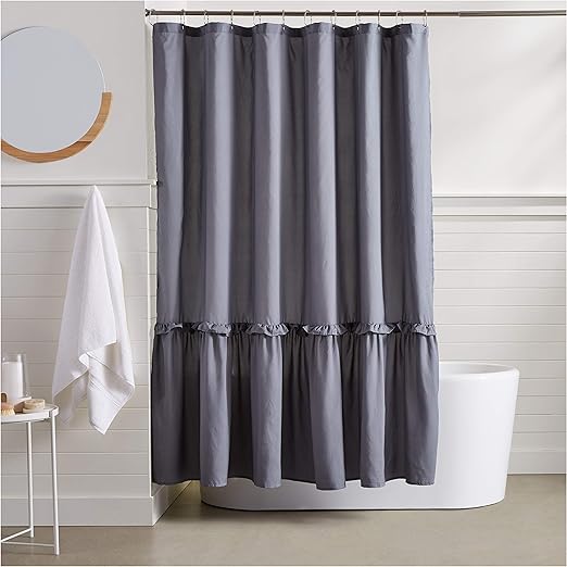 Amazon Com Amazonbasics Ruffled Hem Shower Curtain 72 Inch