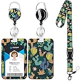 Cactus ID Badge Holder with Lanyard,Retractable Badge Holders Reels,Lanyards for ID Badges,Cute Keychains,Badge Clips for School Office