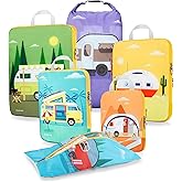 Gonex Compression Packing Cubes, 6pcs Expandable Storage Travel Luggage Bags Organizers with Shoe Bag Laundry Bag, Travel Cubes for Suitcase Carry On (RV)
