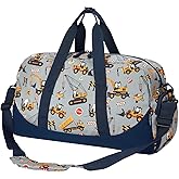 Choco Mocha Kids Duffle Bag Boys - Construction Weekender Overnight Bags for Travel Gym Sleepover Bag Boy Age 9-12 6-8 Gray