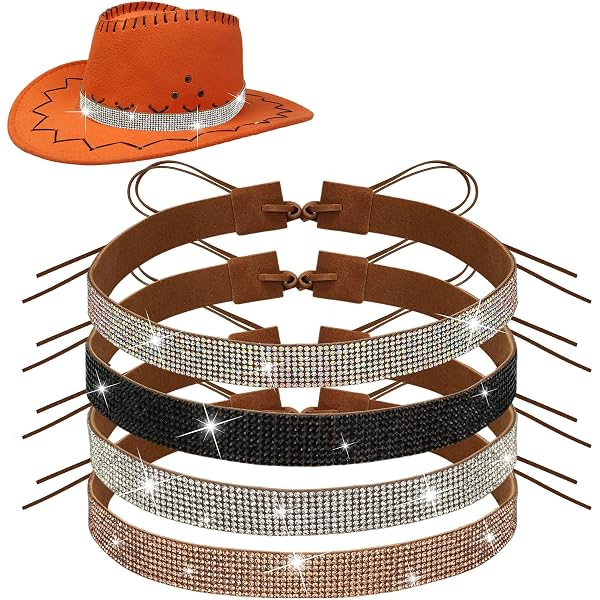Tondiamo 3 Pcs Rhinestone Fringe Cowboy Hat Band Cowboy  display picture 3