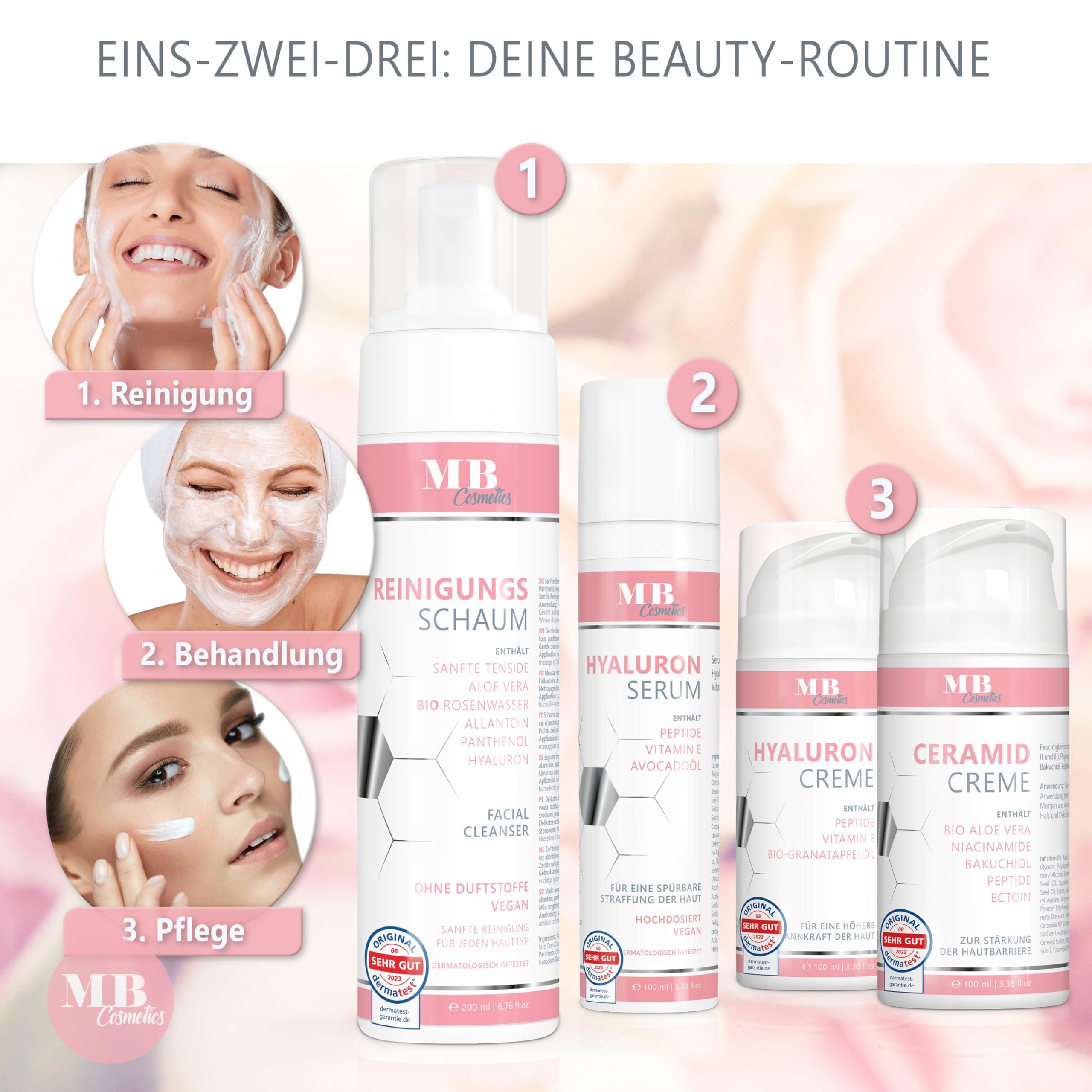 Ceramidcreme 100ml mit 3 essenziellen Ceramiden – plus Bio Aloe Vera, Bakuchiol und Bio Granatapfelkernöl – Vegane Gesichtspflege zur Stärkung der Hautbarriere mit Niacinamiden und Ectoin. 7