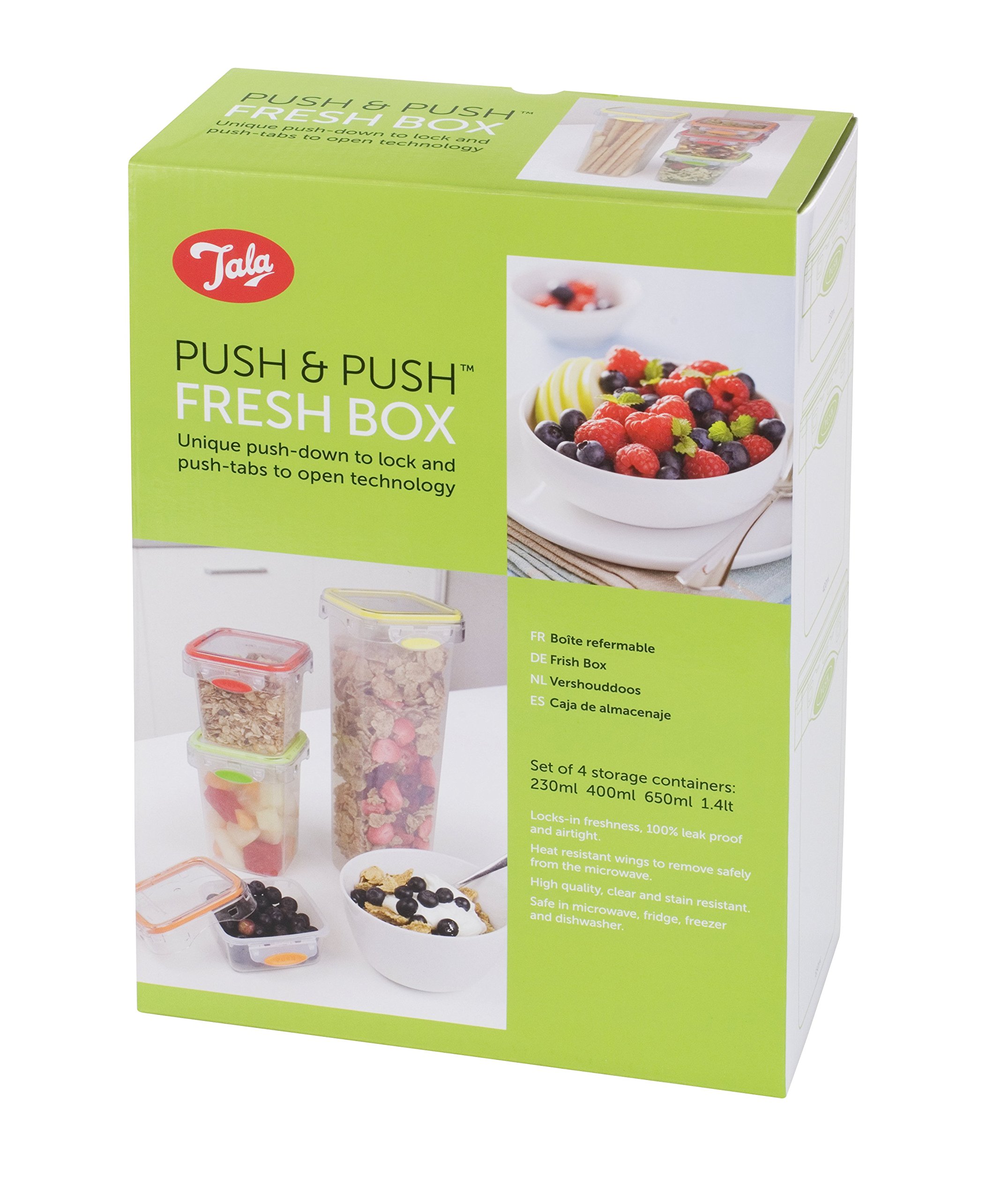 Tala Push and Push 4 Airtight Food Storage Canisters