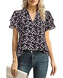 Lotusmile Short Sleeve Blouses for Women, Floral