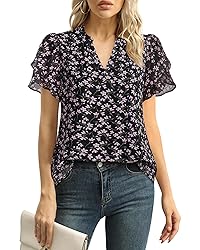 Lotusmile Women's Dressy Casual Chiffon Blouses