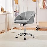 Yaheetech Velvet Computer Chair Light Gray with Armrests Multi Tilt 136kg view 7