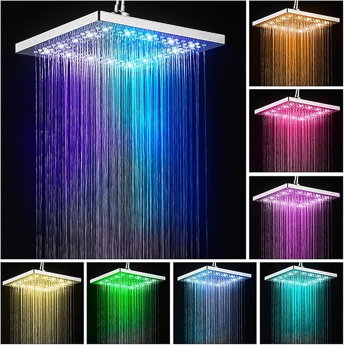 ICECON LED 10-Zoll-Chrom-Quadrat-Duschkopf ultradünne ...