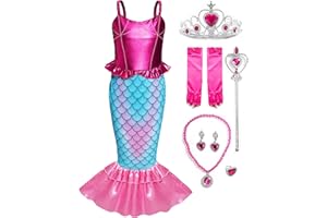Funna Girls Mermaid Costume Princess Dress Up with Accessories Pink, 5T