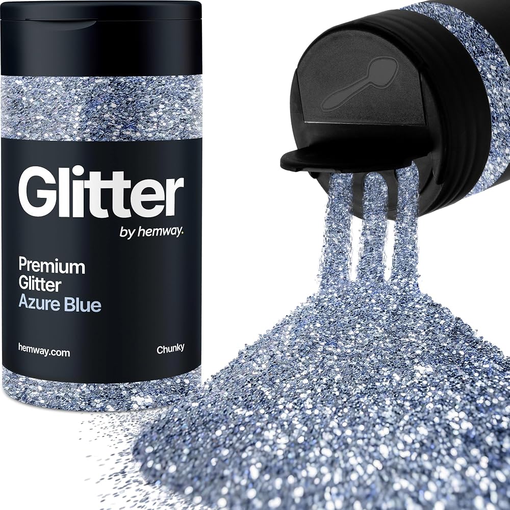 Hemway Azure Blue Glitter Shaker 130g Chunky Glitter for Resin Epoxy