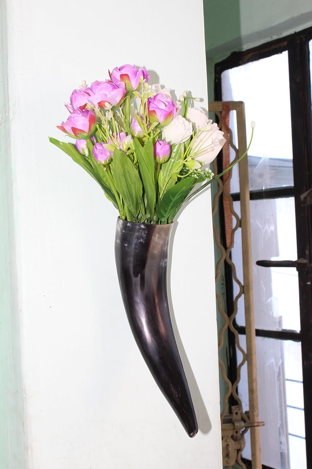 Amazon Com Flower Hanging Vase On The Wall Set Of 2 Made Of Horn 8 To 10 Kitchen Dining