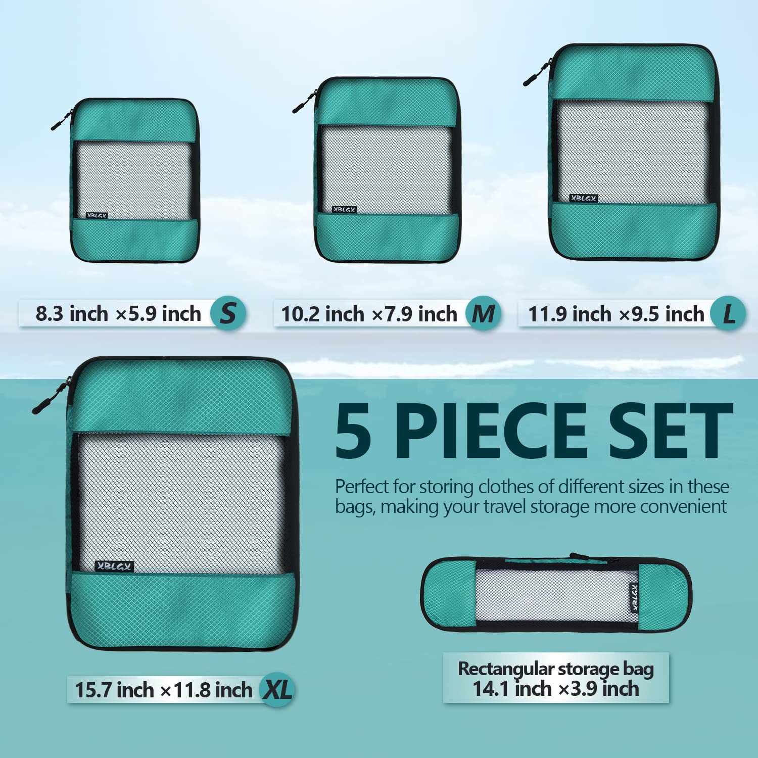 XBLGX Compression Packing Cubes for Suitcases,5 Set Travel Essentials, Lightweight Luggage Organizer Bags, Travel Cubes for Carry on