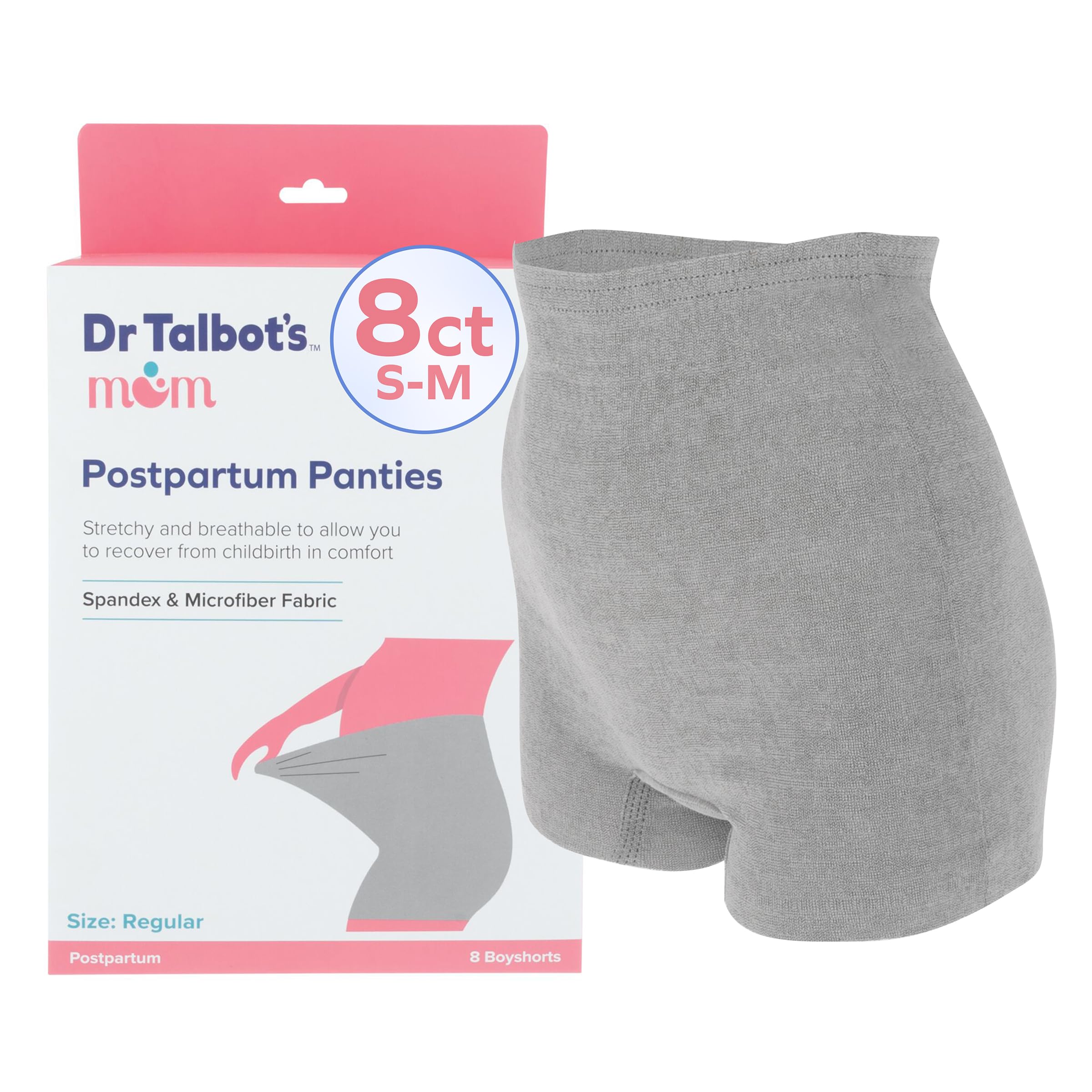 Photo 1 of Dr. Talbot's Mom Postpartum Underwear - 8 Count - Size XX-Large Disposable Panties for Postpartum Care - Gray
