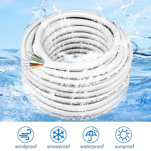 100FT 18 AWG 8 CONDUCTOR LOW VOLTAGE WIRE, STRANDED MULTI CONDUCTOR CABLE FOR ALARM SYSTEM, LED STRIP LIGHT, SECURITY CAMERA, SPEAKER, THERMOSTAT AND ACCESS CONTROL WIRING