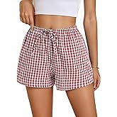 Beftwo Women Boxer Shorts with Pockets Comfy Breathable Drawstring Short Cotton Pajama Lounge Trendy Beach Casual