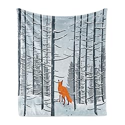 Ambesonne Winter Throw Blanket, Fox Walking into