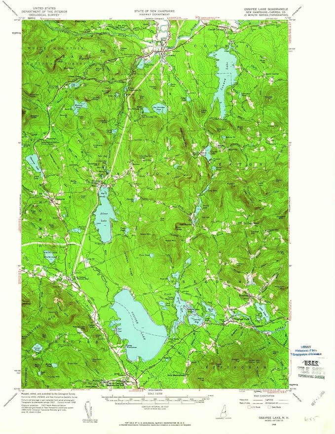 YellowMaps Ossipee Lake NH topo map, 162500 Scale, 15 X
