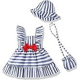 Renotemy Newborn Infant Baby Girl Dresses Summer Outfits Boho Casual Sundress Gifts Toddler Clothes for Girl with Hat and Bag