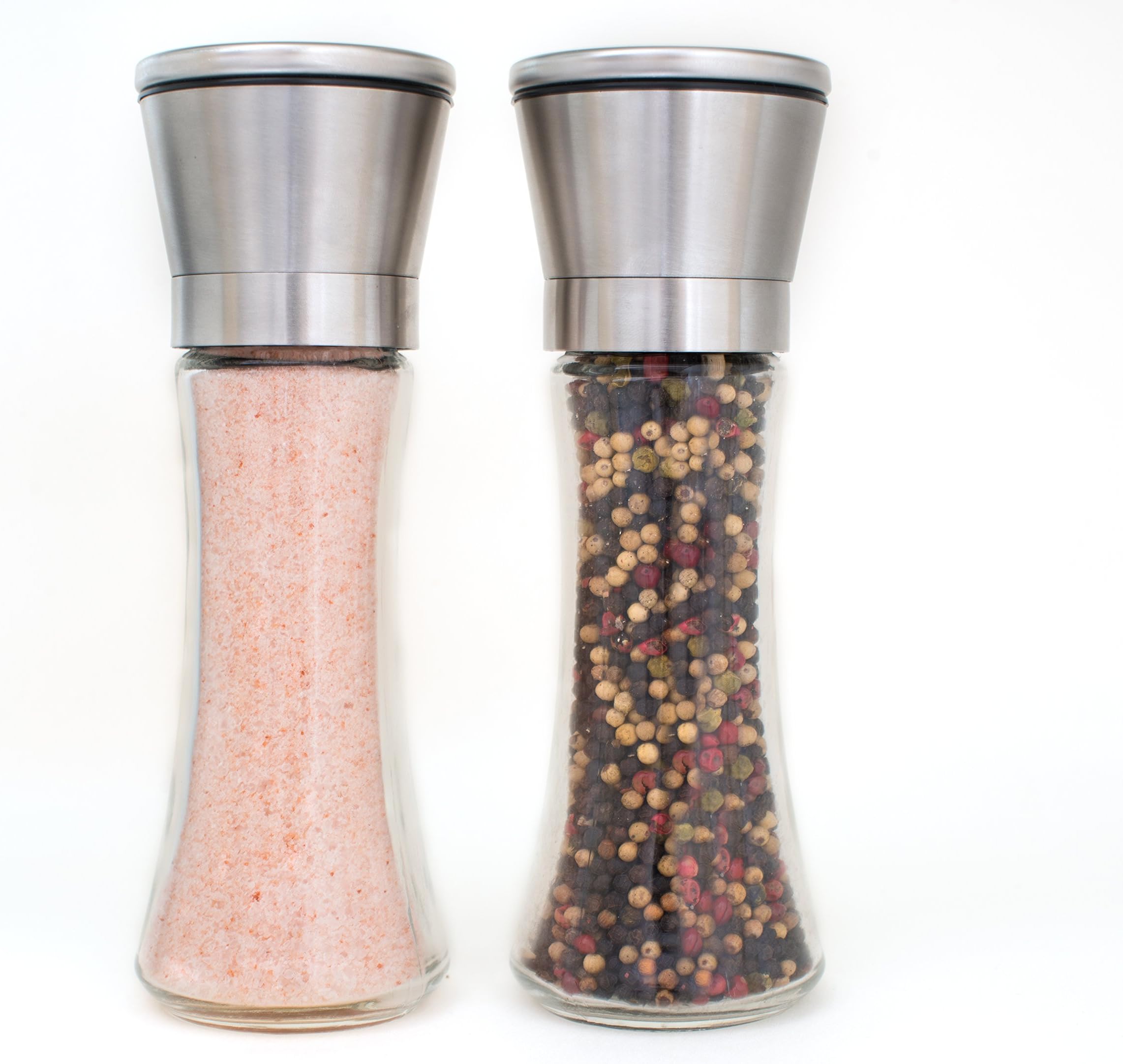 Premium Salt and Pepper Grinder Set – Brushed Stainless Steel Salt and Pepper Shakers – Amazing Spice Mill Grinders with Adjustable Ceramic Grinder System