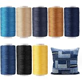 Glicraft 8 Colors Denim Thread 164 Yard, Jeans Sewing Thread 203 for Canvas | Extra Heavy Duty Jeans Repair, Upholstery Stitching, High Tensile Denim Canvas Sewing, Thick Polyester, Crafts Spools